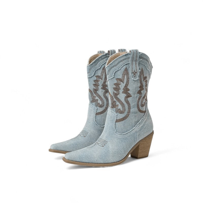 Alba - Bota Campera Baja Estilo Casual de Vaquero