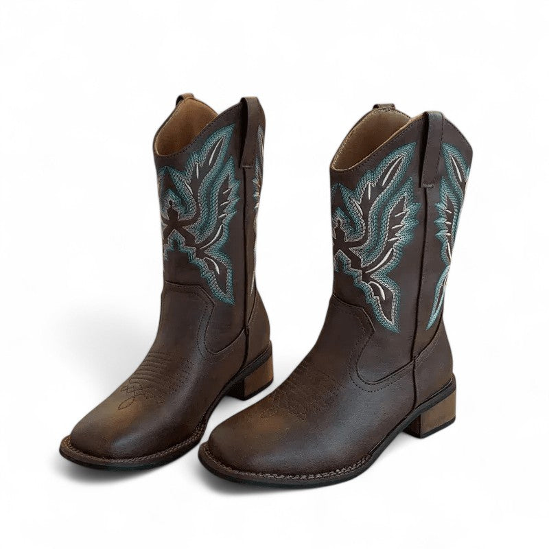 Taysha - Bota Campera Baja Media Caña Marrón
