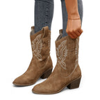 Juana - Bota Campera Baja Bordado Estilo Cowboy