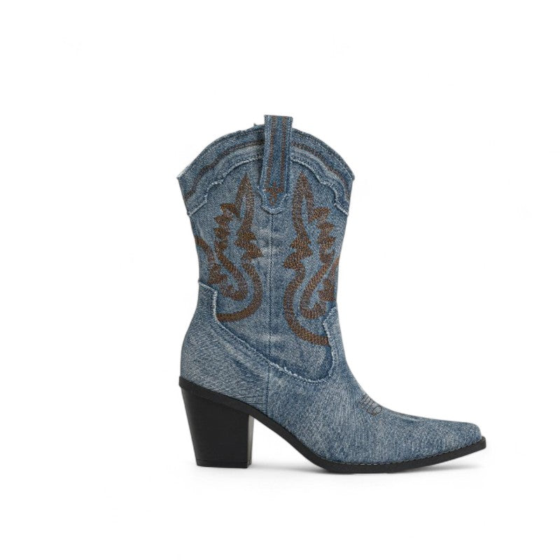 Alba - Bota Campera Baja Estilo Casual de Vaquero