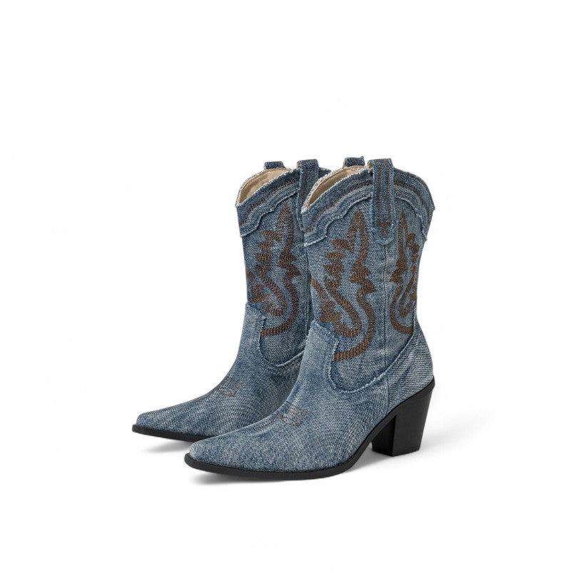 Alba - Bota Campera Baja Estilo Casual de Vaquero