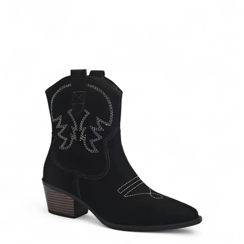 Faustina - Bota Campera Bordado de Ante