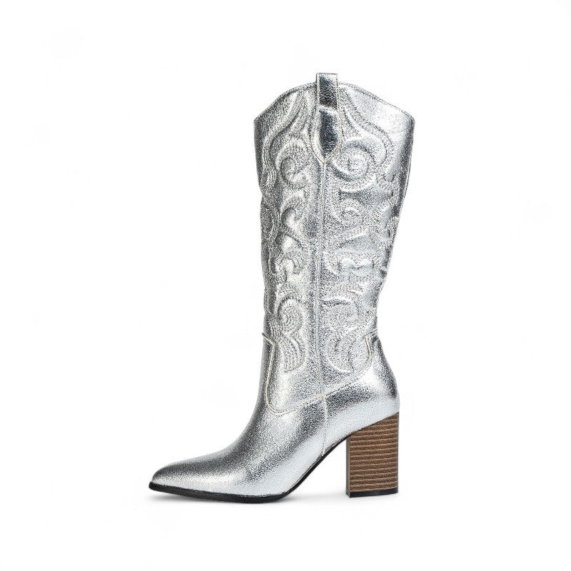Amber - Bota Campera Bordada de Lentejuelas