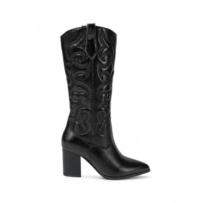 Amber - Bota Campera Bordada de Lentejuelas