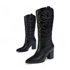 Amber - Bota Campera Bordada de Lentejuelas