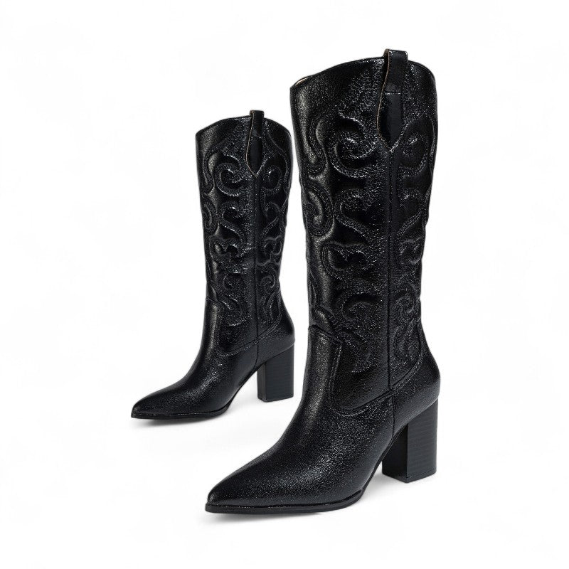 Amber - Bota Campera Bordada de Lentejuelas