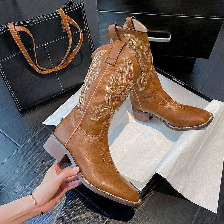 Taysha - Bota Campera Baja Media Caña Marrón