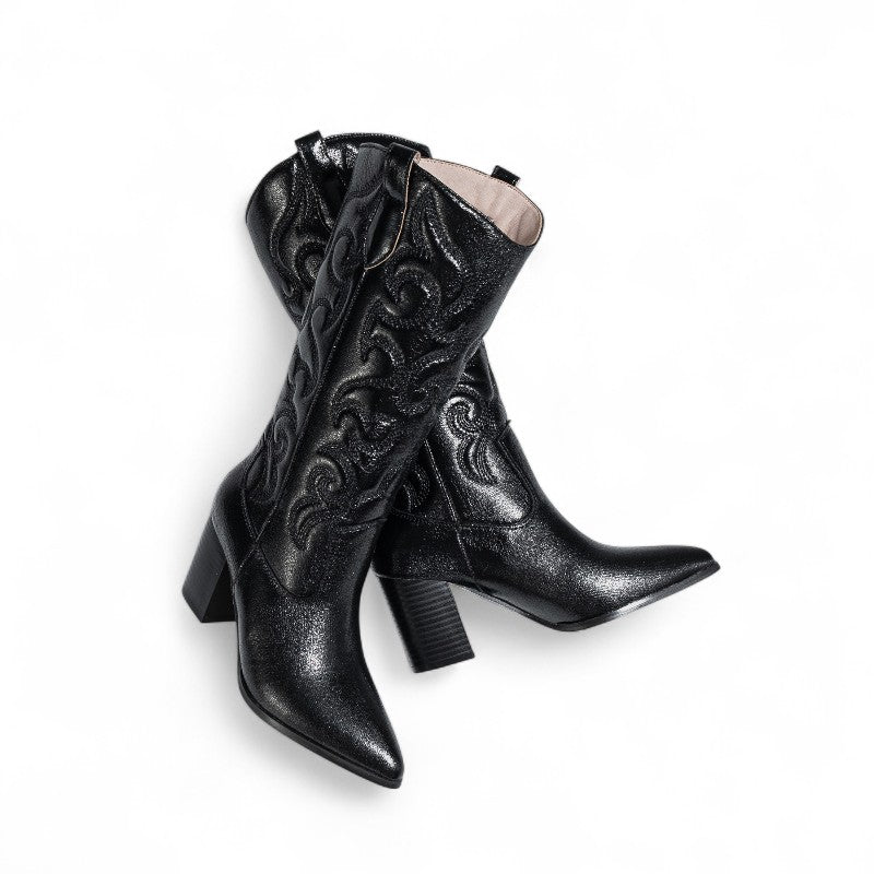 Amber - Bota Campera Bordada de Lentejuelas