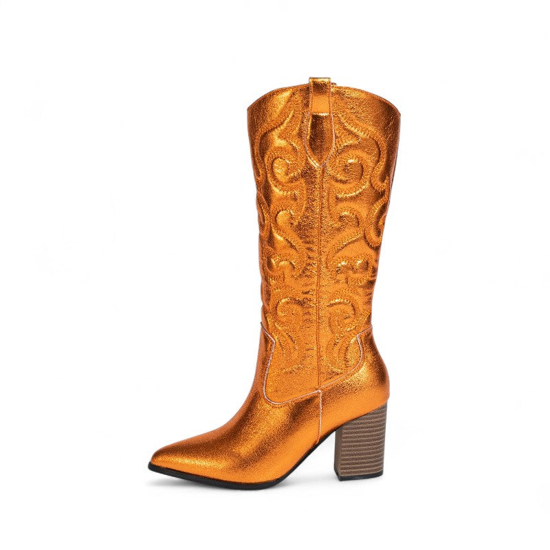 Amber - Bota Campera Bordada de Lentejuelas