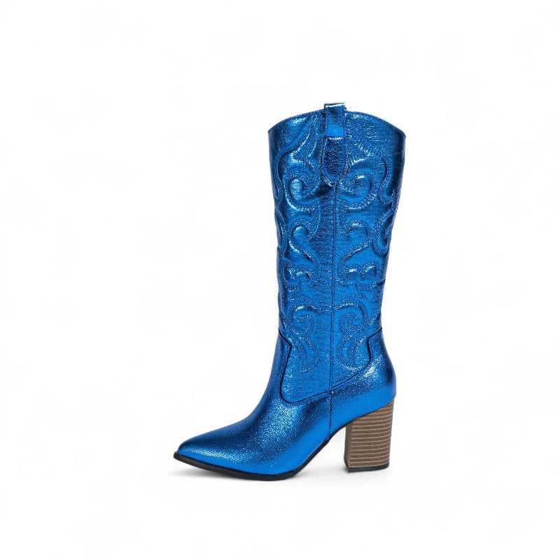 Amber - Bota Campera Bordada de Lentejuelas