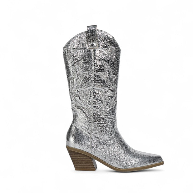 Leyla -Bota Campera Media Caña de Lentejuelas