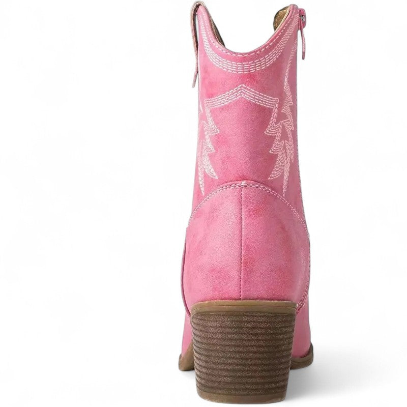 Juana - Bota Campera Muy Baja Bordada