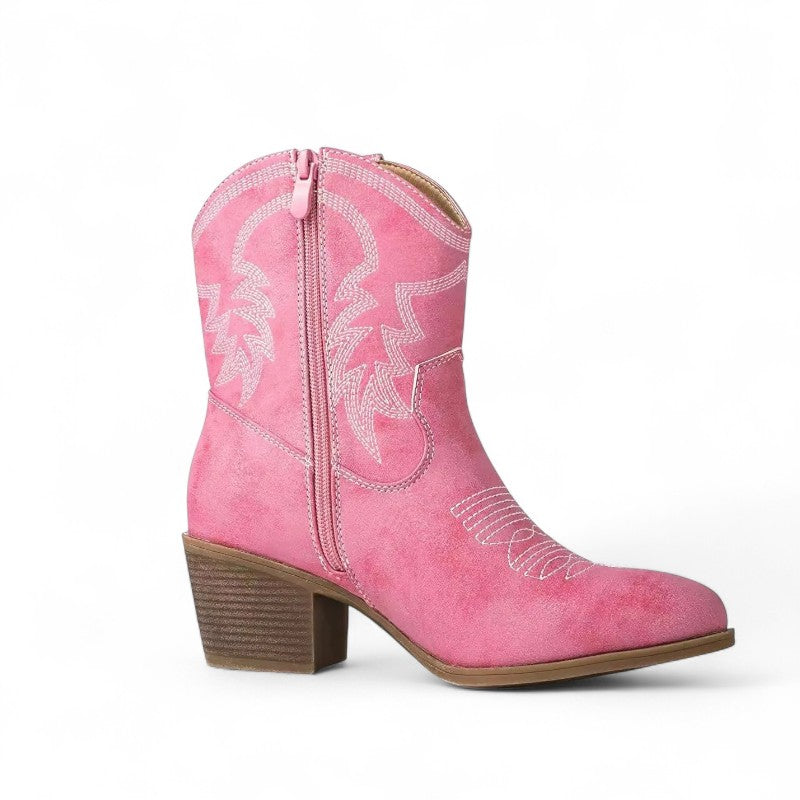 Juana - Bota Campera Muy Baja Bordada