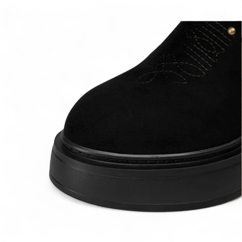 Anita - Bota Campera de Estampado Con Tachuelas y Suela Gruesa