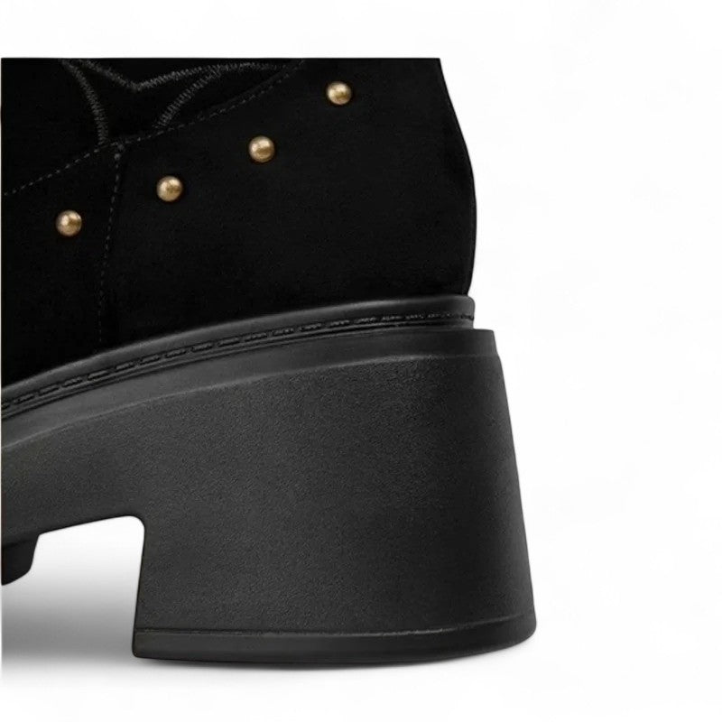 Anita - Bota Campera de Estampado Con Tachuelas y Suela Gruesa