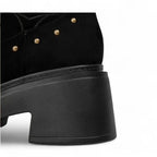 Anita - Bota Campera de Estampado Con Tachuelas y Suela Gruesa