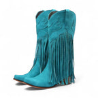Rebecca - Bota Campera Media Caña de Flecos Largos de Ante