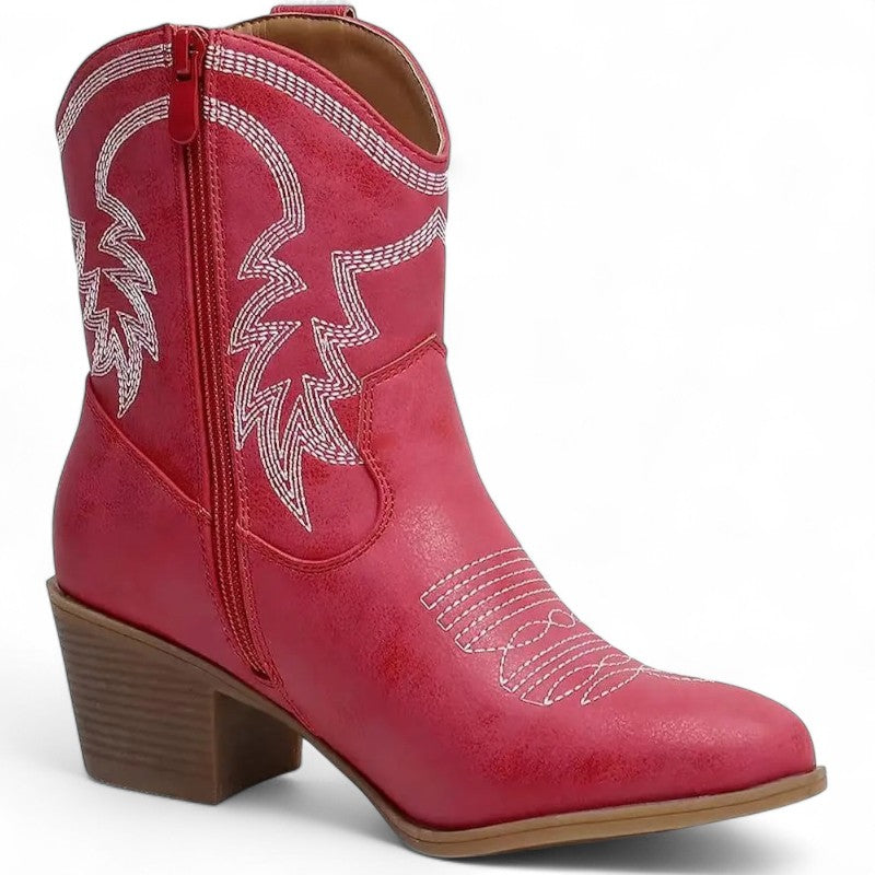 Juana - Bota Campera Muy Baja Bordada