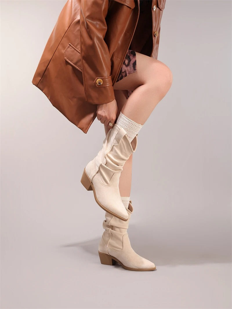 Lucia - Bota Campera Baja Mujer Ante Estilo Arrugado