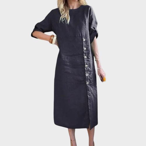 Adelia | Cotton And Linen Buttoned Dress