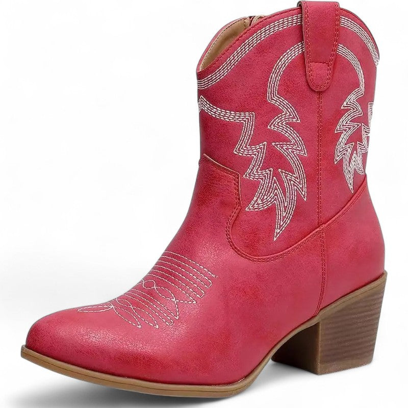 Juana - Bota Campera Muy Baja Bordada