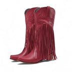 Rebecca - Bota Campera Media Caña de Flecos Largos de Ante