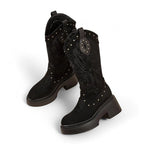 Anita - Bota Campera de Estampado Con Tachuelas y Suela Gruesa