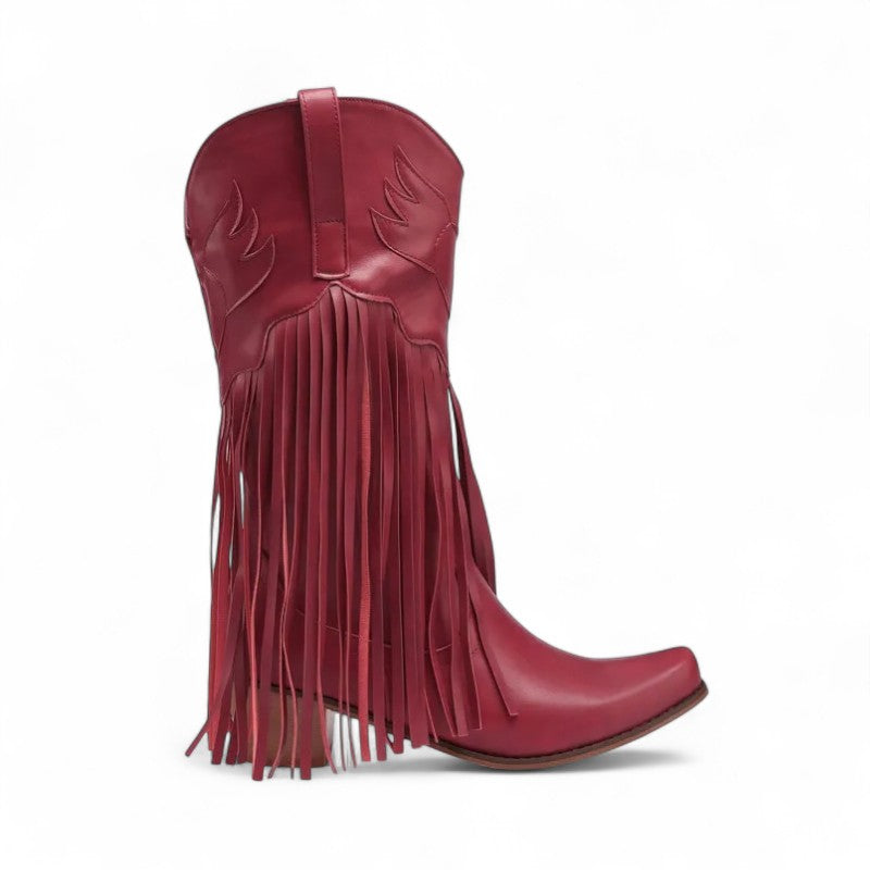 Rebecca - Bota Campera Media Caña de Flecos Largos de Ante