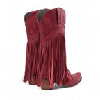 Rebecca - Bota Campera Media Caña de Flecos Largos de Ante