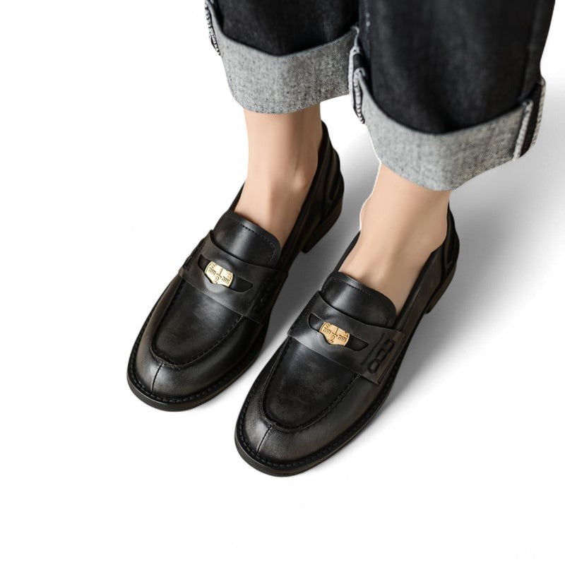 Tillie - Mocasín Vintage de Piel de Tacón