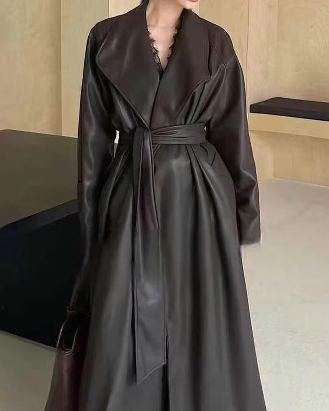 Shiela faux leather trench coat