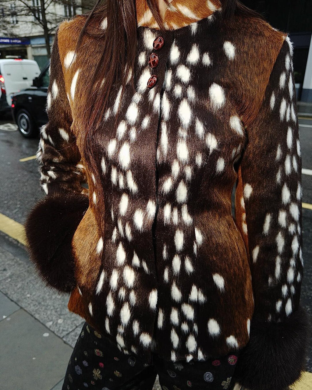 Julia chaqueta Bambi de piel sintética con cuello alto