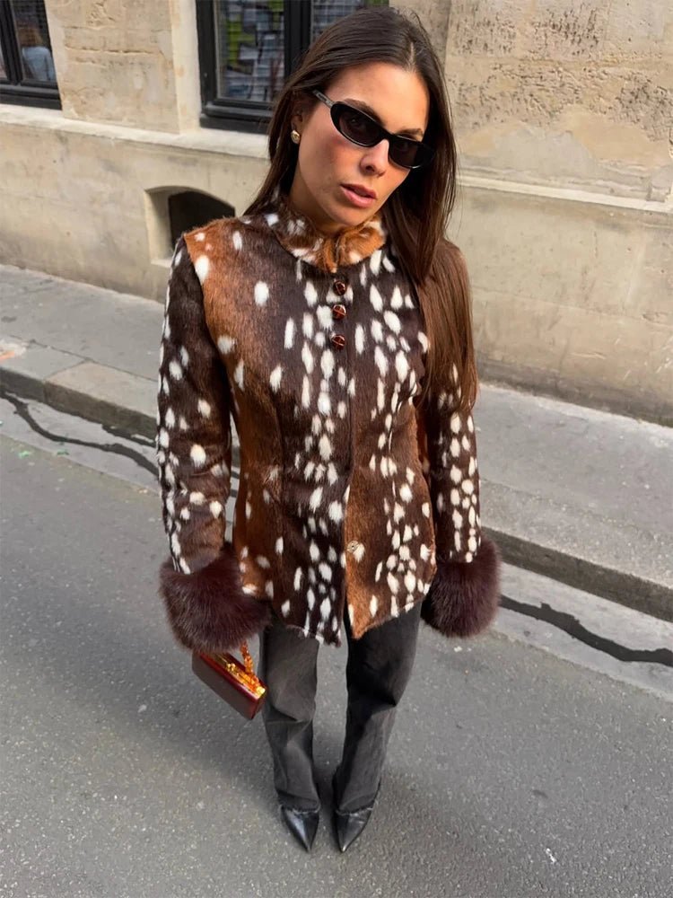 Julia chaqueta Bambi de piel sintética con cuello alto