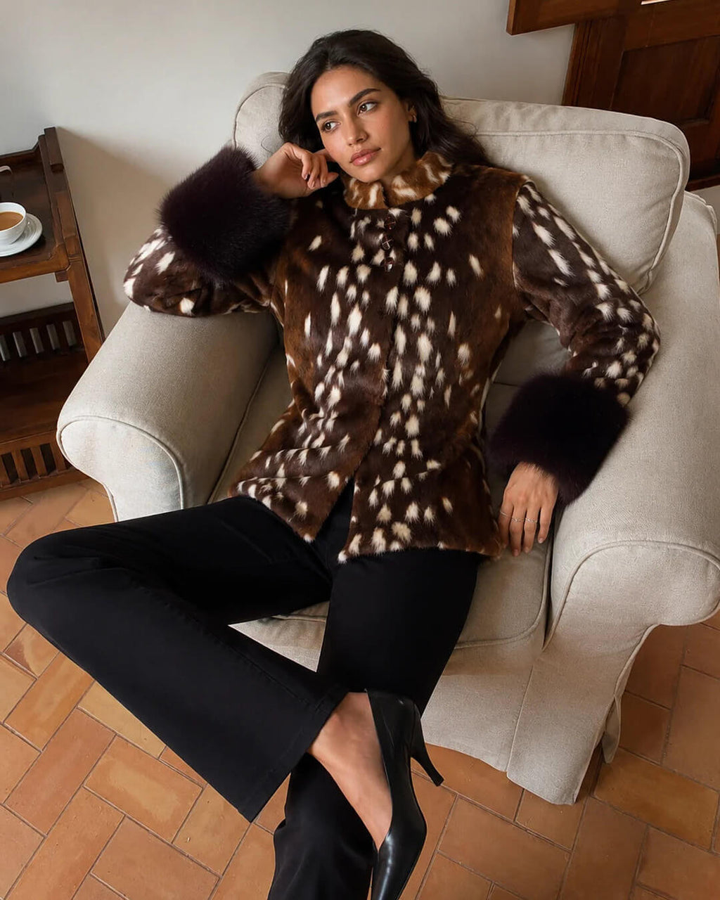 Julia chaqueta Bambi de piel sintética con cuello alto