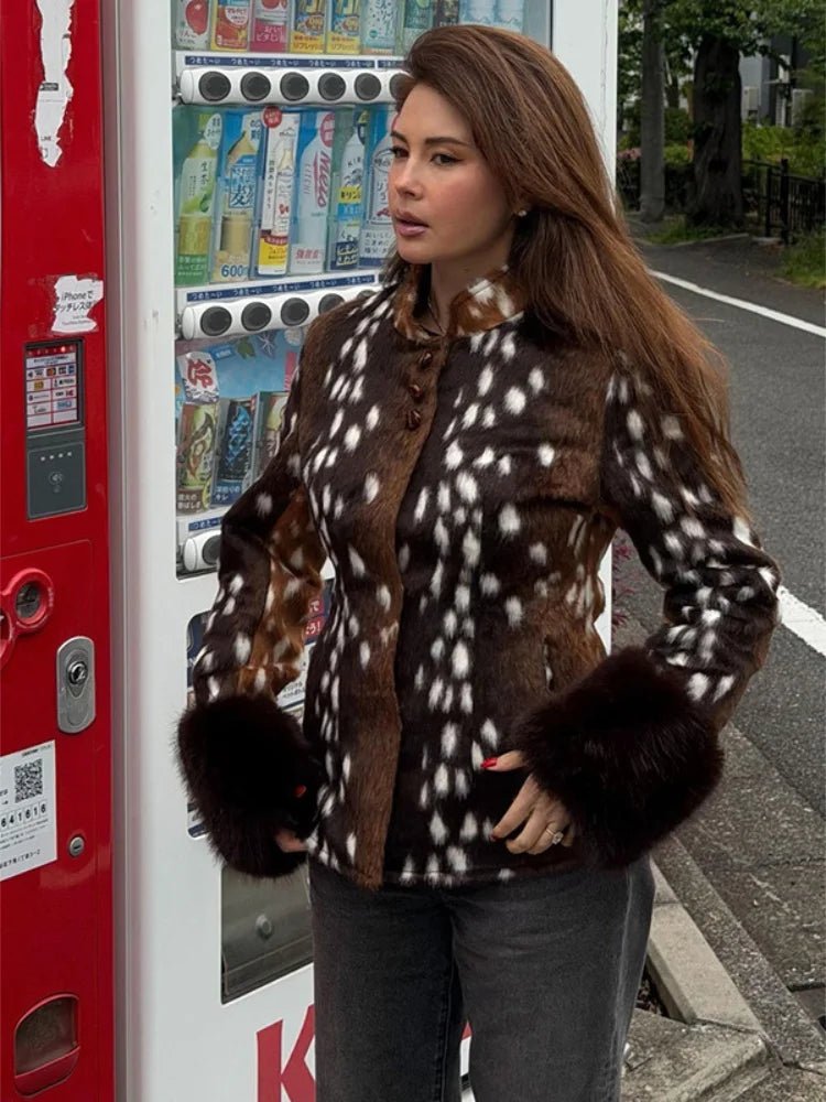 Julia chaqueta Bambi de piel sintética con cuello alto