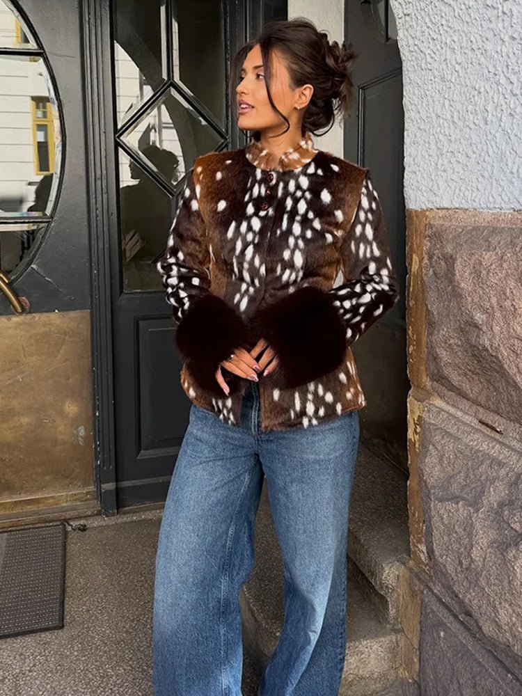 Julia chaqueta Bambi de piel sintética con cuello alto