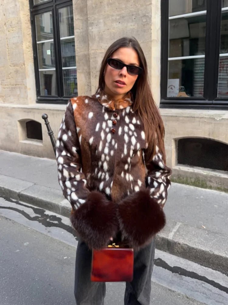 Julia chaqueta Bambi de piel sintética con cuello alto