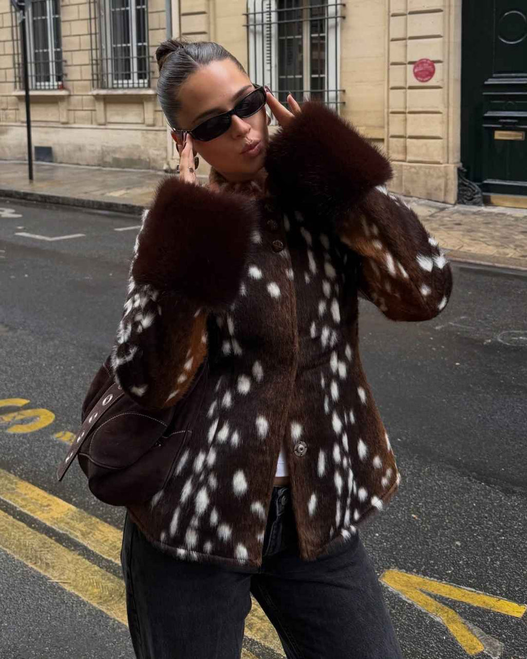 Julia chaqueta Bambi de piel sintética con cuello alto