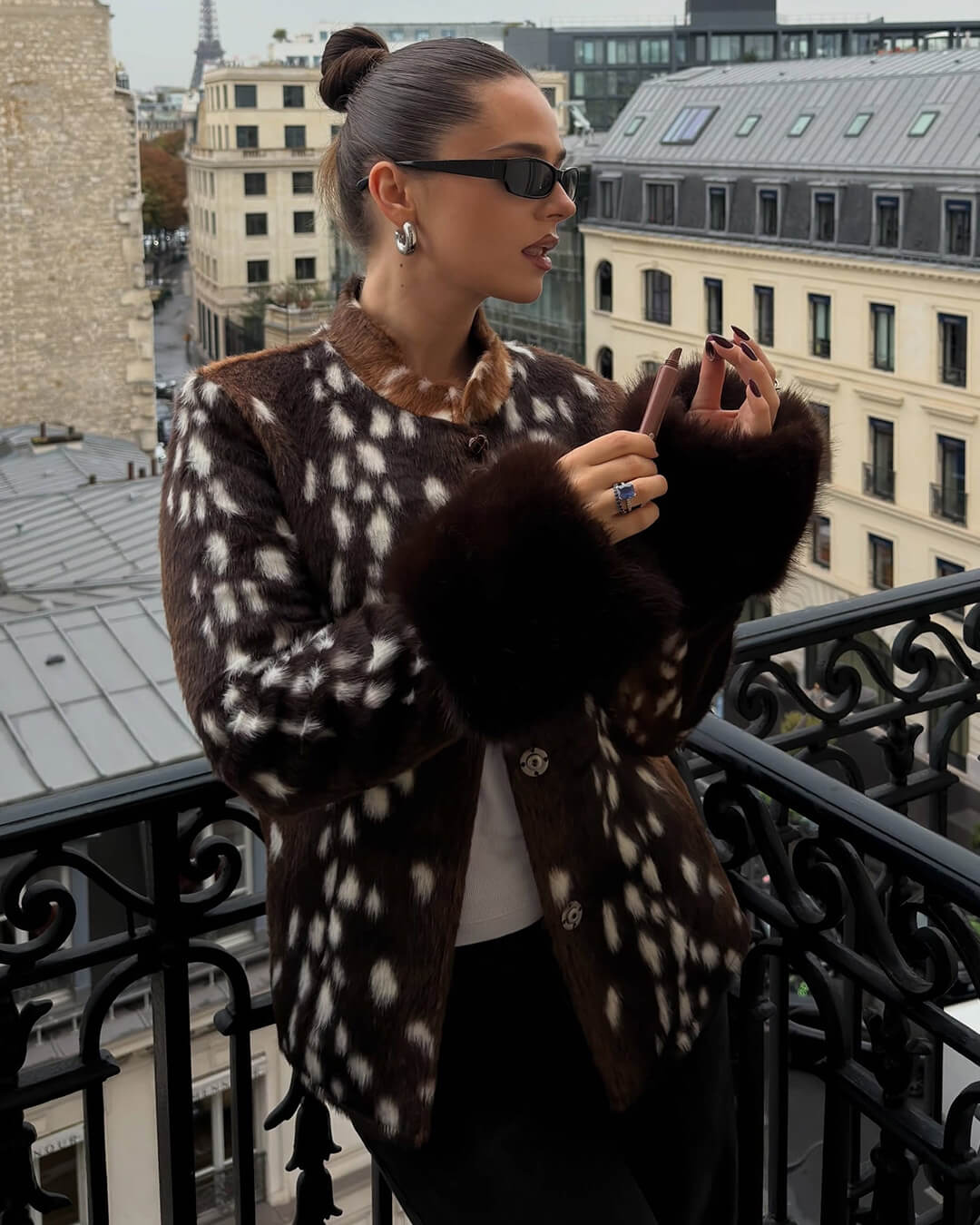 Julia chaqueta Bambi de piel sintética con cuello alto