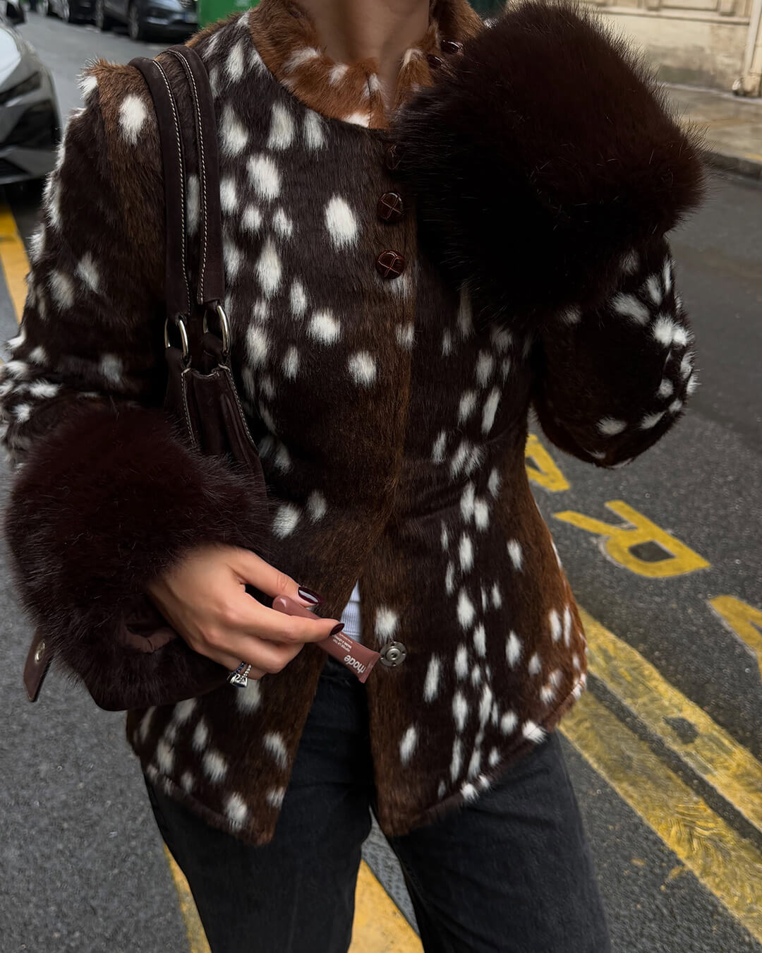 Julia chaqueta Bambi de piel sintética con cuello alto