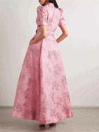Amanda | Vestido Largo Elegante Rosa Bordado - OSMARA Fashion - vista 2