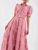 Amanda | Vestido Largo Elegante Rosa Bordado - OSMARA Fashion - vista 3