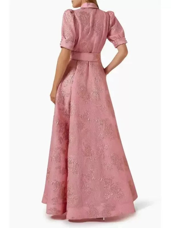 Amanda | Vestido Largo Elegante Rosa Bordado - OSMARA Fashion - vista 4