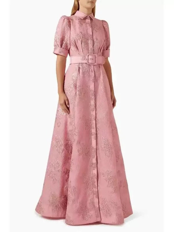 Amanda | Vestido Largo Elegante Rosa Bordado - OSMARA Fashion - vista 5