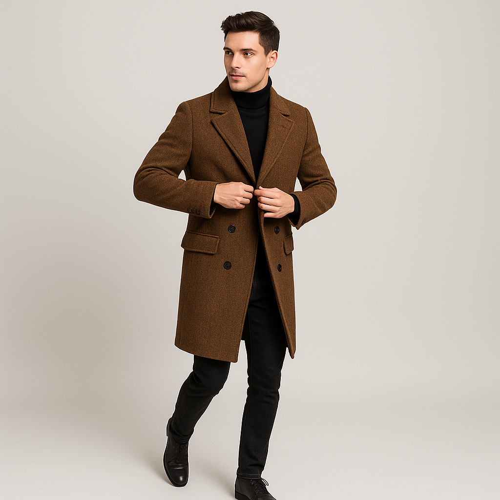 Abrigo clásico cruzado elegante para hombre: estilo moderno y refinado