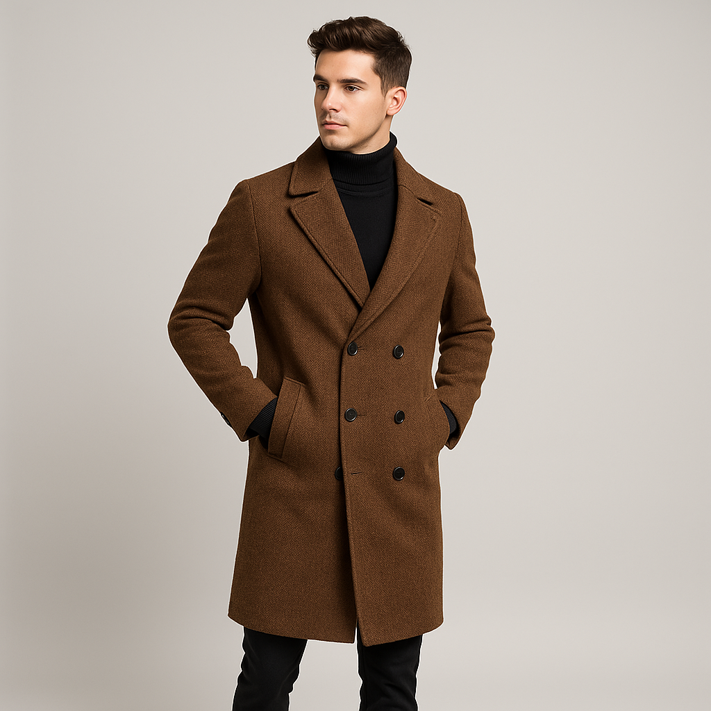 Abrigo clásico cruzado elegante para hombre: estilo moderno y refinado