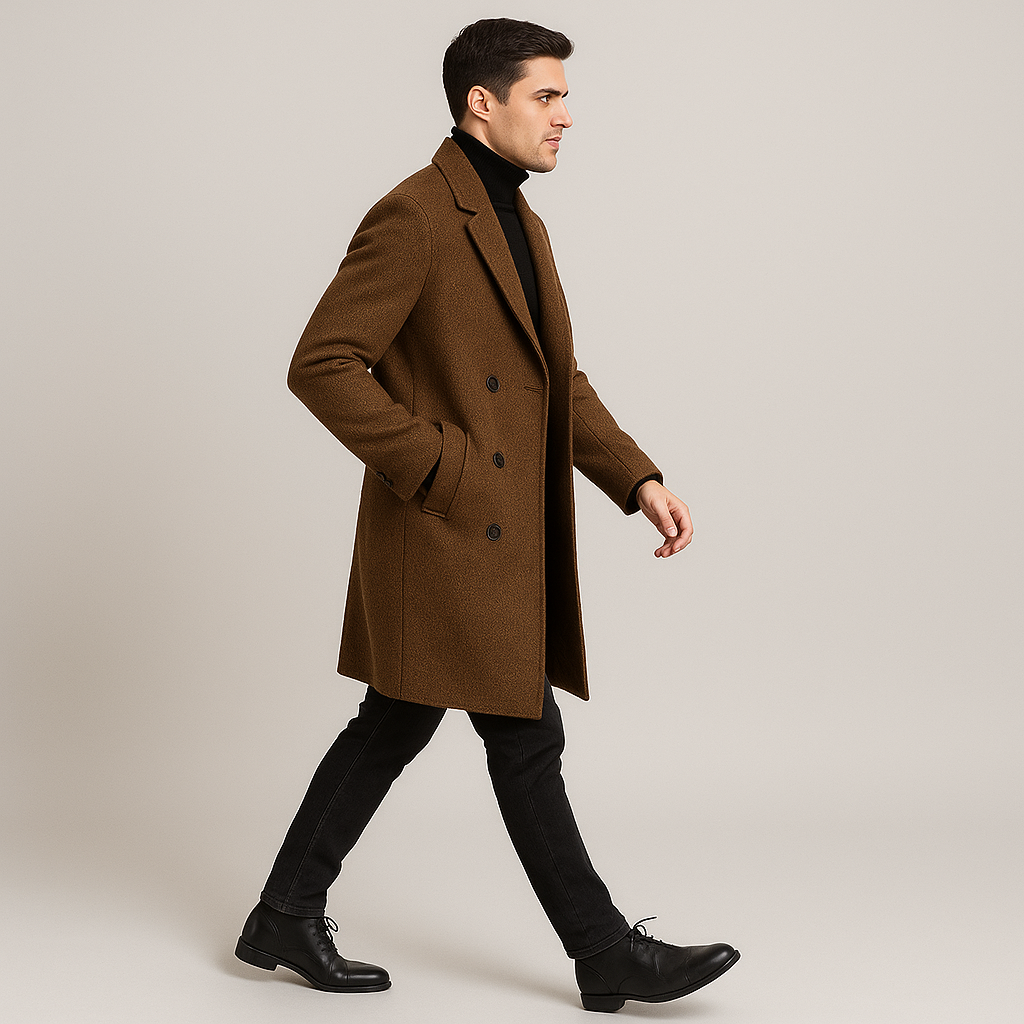 Abrigo clásico cruzado elegante para hombre: estilo moderno y refinado