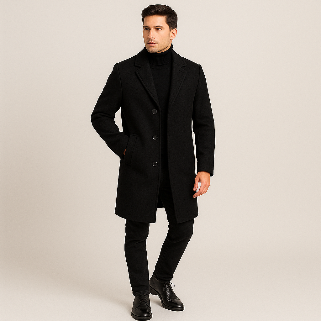 Abrigo clásico cruzado elegante para hombre: estilo moderno y refinado