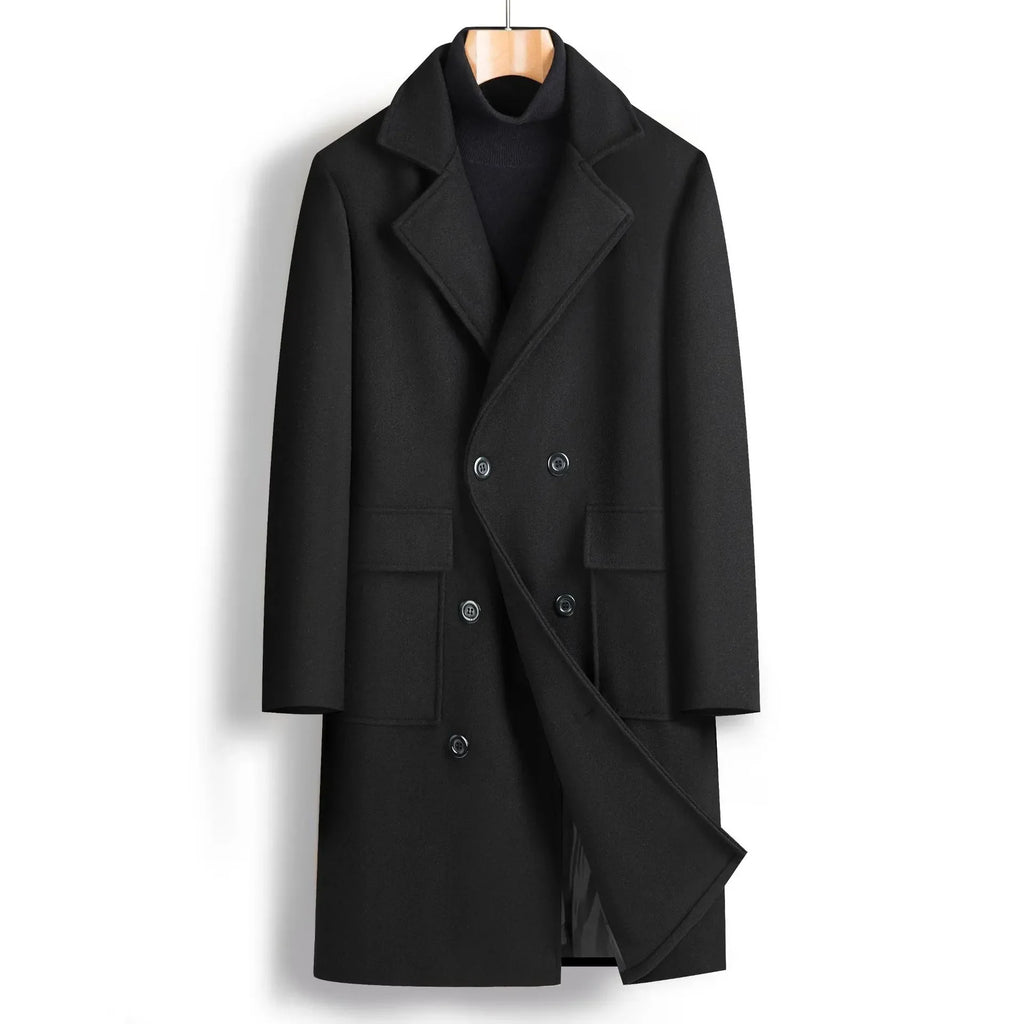 Abrigo clásico cruzado elegante para hombre: estilo moderno y refinado