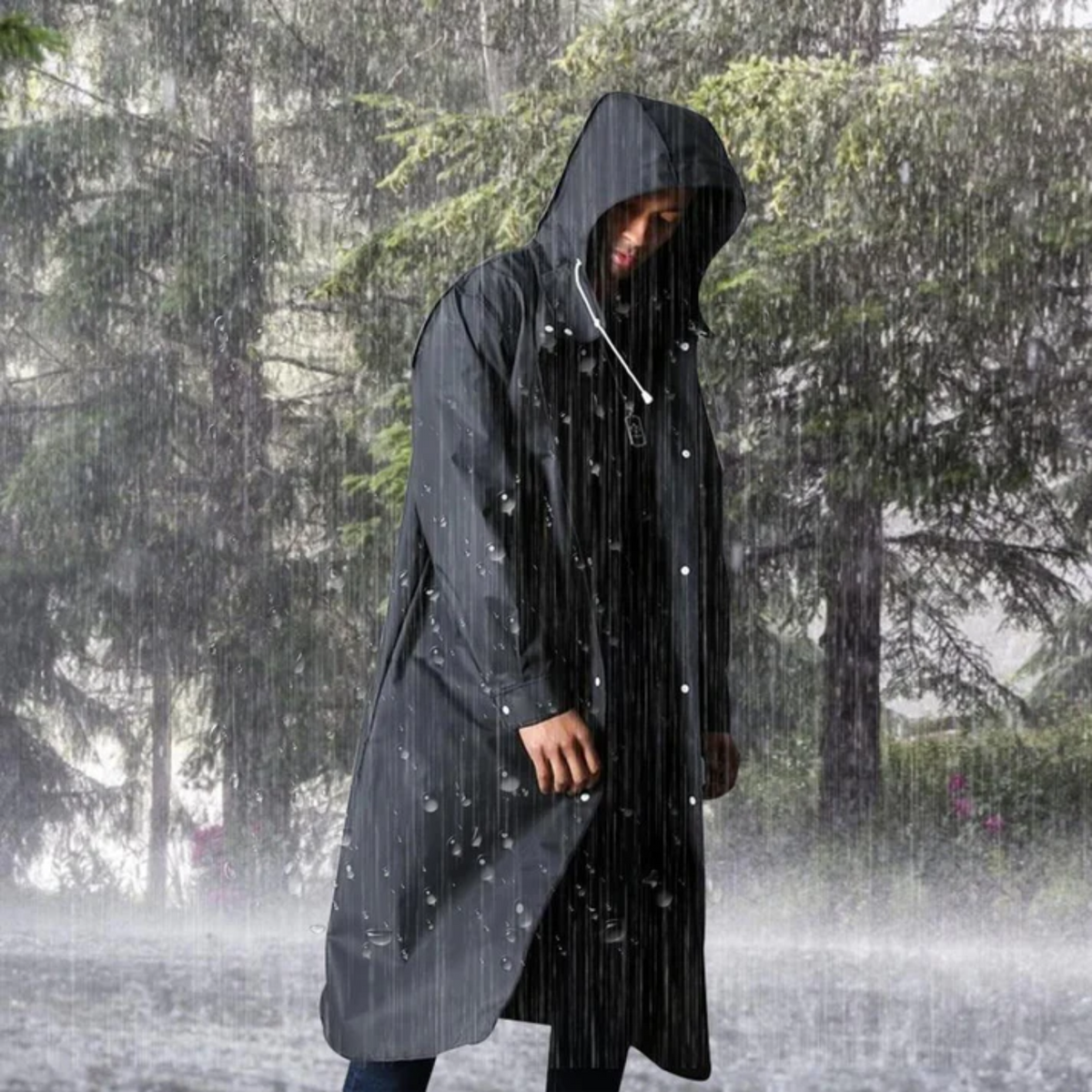Impermeable largo para hombre: protección impermeable y transpirable con capucha